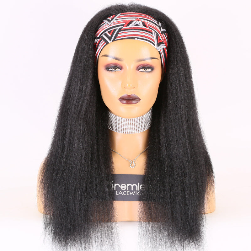 wholesale and cheap Virgin Cuticle Aligned Hair Head band Wig For Black Women natural color Headbands Wig Human Hair