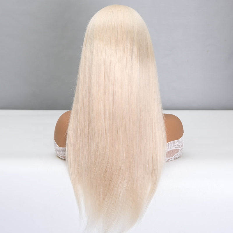 Ponytail new swiss hd lace front wig single knots white blonde color wig European human hair wigs