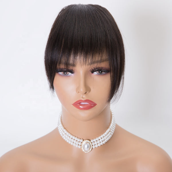 natural black color bang wig with bang human hair virgin hair custom bang