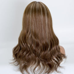 Full hand tied glueless mono top lace front wig beautiful brown balayage color wave hair wig in stock