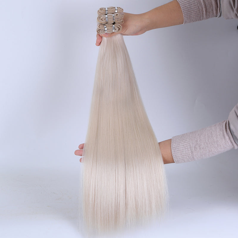 virgin european remy hair extensions white blonde color real human hair weft human hair bundles