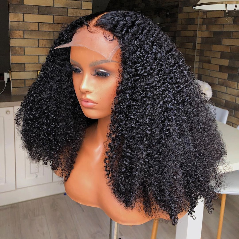 wholesale virgin human hair wig 3B Curly Human Hair 360 lace frontal wig For Black Women