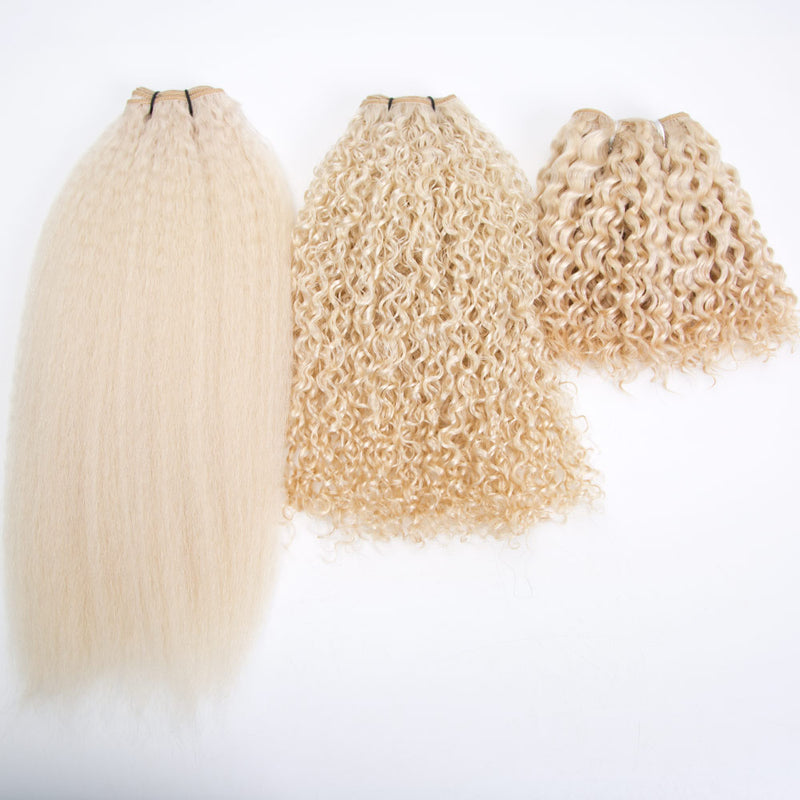 Top Quality European Virgin Human Hair Extensions 100 Gram White Blonde Human Hair Bundles