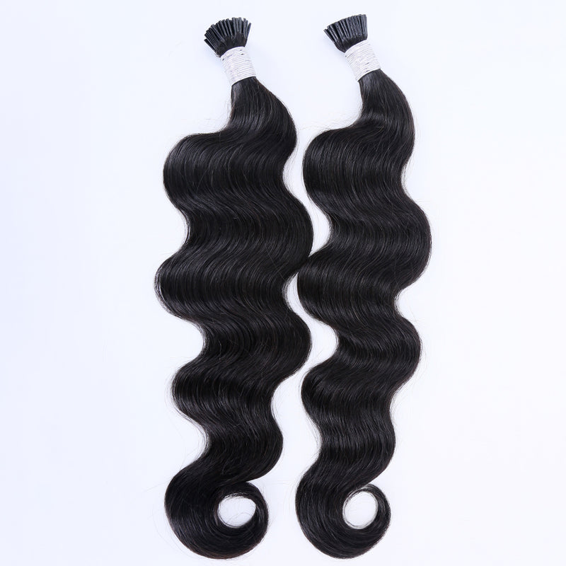 Wholesale Raw Virgin Hair body wave 1B# i Tips Human Hair Extensions