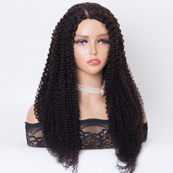 V part wig 12-30 inch curly hair wig natural color human hair wig