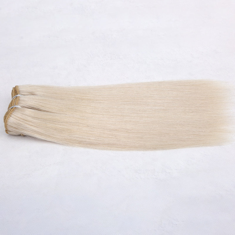 virgin european remy hair extensions white blonde color real human hair weft human hair bundles