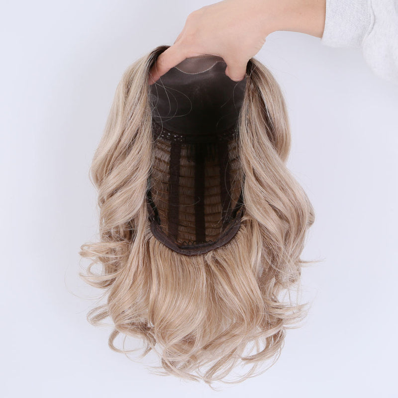 Premier hair mono top high quality 4x4 5x5 half hand tied machine weft wave human hair