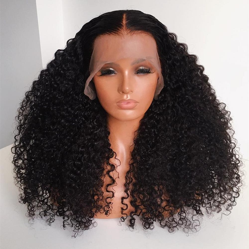 wholesale virgin human hair wig 3B Curly Human Hair 360 lace frontal wig For Black Women