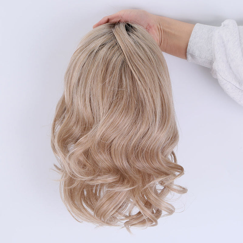 Premier hair mono top high quality 4x4 5x5 half hand tied machine weft wave human hair