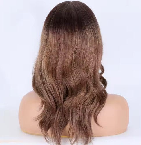 Brown balayage color silk top medical wig wave hair glueless wig 12A grade virgin raw hair