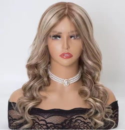 Wave curly hair balayage color silk top medical wig custom wig cap virgin human hair