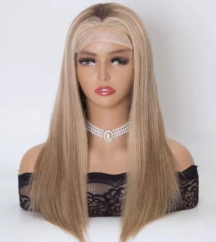 Custom 16 inch blonde balayage color Fully hand tied with 5*5 inch silk top with silicone medical wig