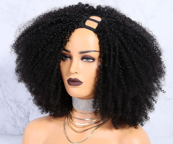 Raw human indian/brazilian hair Kinky Curly U-Part Wigs