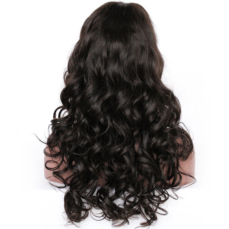 Premier Lace Wigs Wavy Indian Remy Human Hair 150% Density Glueless Full Lace Wigs With Full Bangs