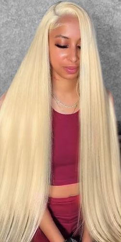 Blonde full lace wig 28 inch long human hair wig full hand tied lace wig