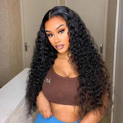 "Real Scalp" Silk Top Full Lace Wigs 100% Hand-Tied, Brazilian Virgin Human Hair Deep Wave