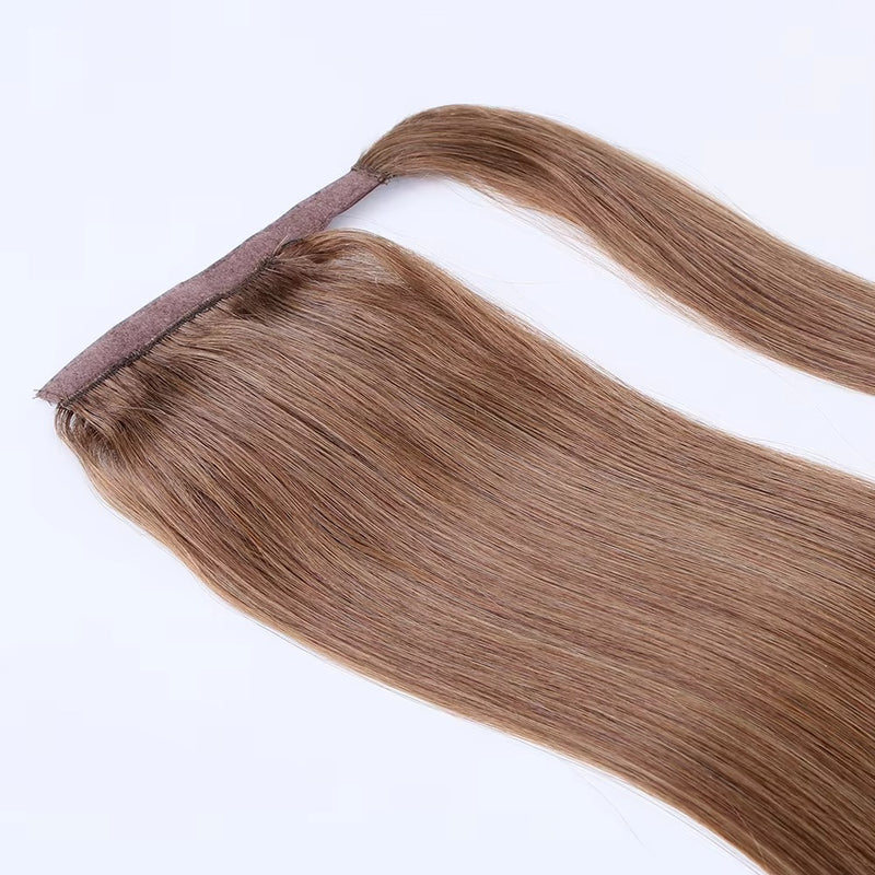 Ponytail hair extension straight human hair ponytail light brown color 100 grams