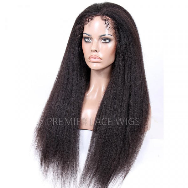 "Real Scalp" Silk Top Full Lace Wigs 100% Hand-Tied, Brazilian Virgin Human Hair Kinky Straight