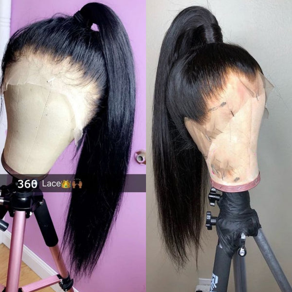 Custom Made 6" Deep Part 360° Lace Wigs, Relaxed Yaki Texture Indian Remy Human Hair, Pre-plucked hairline,Removable Elastic Band [Production Time 40 working days]