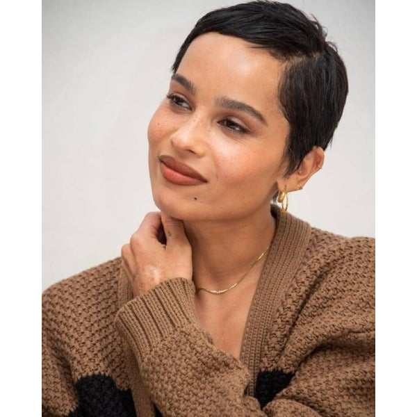 Zoe Kravitz Inspired Full Lace Wigs 100% Hand-Tied Whole Lace,Short Pixie Haircut Indian Remy Human Hair [Production Time 40 working days]